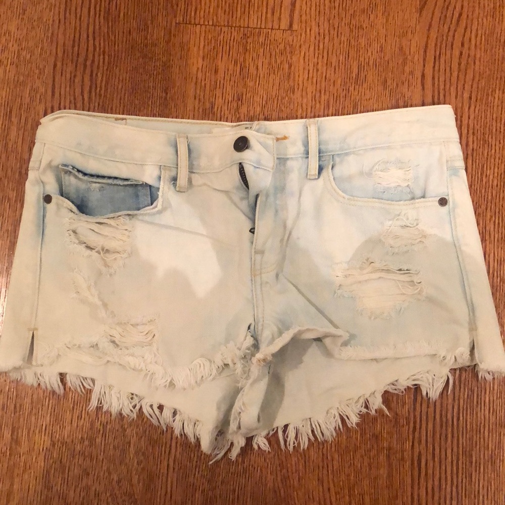 Abercrombie & Fitch White/blue faded jean shorts